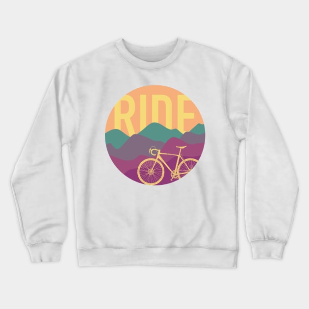 Ride - Cyclocross Bicycle Retro Colors Crewneck Sweatshirt by TheWanderingFools